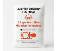 Compatible Henry Hoover Bags 20 Pack - Premium Vacuum Henry Bags Compatible with Henry, Hetty & Numatic Models | Fits HVR200, NV200, NV225 | Strong Pet Hair & Dust Filtration for Cleaner Home.