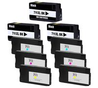 Compatible HP 711 3 High Capacity Black + 2 Set Standard Capacity Colour Ink Cartridges (9 Pack) Multipack