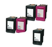Compatible HP 901XLBK/901CL 2 Sets + 1 EXTRA Black Ink Cartridges (5 Pack) Multipack