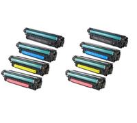 Compatible HP Colour Laserjet CP3525dx Printer Toner Cartridges (8 Pack) -CE250A Multipack