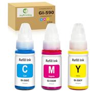 Compatible Ink Bottle GI-490 GI-590 GI-590BK GI-590C GI-590M GI-590Y Replacement for Canon PIXMA G1500 G1501 G1510 G2500 G2501 G2510 G3500 G3501 G3510 G4500 G4510 G4511(C/M/Y, 3-PK)