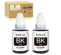 Compatible Ink Bottle GI-490 GI-590 GI-590BK GI-590C GI-590M GI-590Y Replacement for Canon PIXMA G1500 G1501 G1510 G2500 G2501 G2510 G3500 G3501 G3510 G4500 G4510 G4511(2 Black)
