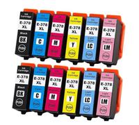Compatible Ink Cartridge, Compatible with Epson, 378XL T378XL | XP-8500 XP-8505 XP-8600 XP8605 XP-8700 XP-1500, Black Cyan Yellow Magenta Light Cyan Light Magenta(2 set)