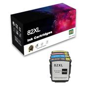 Compatible Ink Cartridges Replacement for HP 82 82XL,Compatible CH565A C4911A C4912A C4913A Ink High Yield work With Designjet 500 500PS 800 800PS 815mfp 820mfp Printer,Set-1 Pack