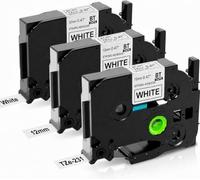 Compatible Label Tape Replace for Brother TZe-231 TZ231 Laminated | 12mm 0.47 Tape Cassette for Brother PTouch H101C PT-D210VP PT-H100LB PT-P300BT Labeling, Black on White, 3-Pack
