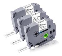 Compatible Label Tape Replacement for Brother P-Touch TZE131 TZ-131 Laminated Tape Work for PTD200 PTD210 PTH110 PTD400 PTD600 Label Maker Water Resistant 12mm 0.47 Inch Black on Clear 3 Pack