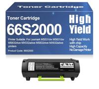 Compatible MS531dw MS631dw Toner Cartridges 66S2000 Black Toner for Lexmark MS531dw MS631dw MS632dwe MX532adwe MX632adwe Printers High Yield with chip,66S2000-1PC