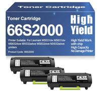 Compatible MS531dw MS631dw Toner Cartridges 66S2000 Black Toner for Lexmark MS531dw MS631dw MS632dwe MX532adwe MX632adwe Printers High Yield with chip,66S2000-3PC