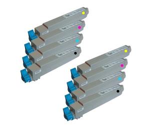 Compatible OKI C9655DN Printer Toner Cartridges (8 Pack) -43837132 Multipack