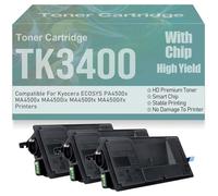 Compatible PA4500x MA4500x Toner Cartridges TK3400 Toner with Chip High Yield for Kyocera ECOSYS PA4500x MA4500x MA4500ix MA4500fx MA4500ifx Printers 12500 Pages,TK3400-3PC