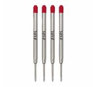 Compatible Parker Ballpoint Pen Refill 0.95mm Point - Red Ink Refill I Pack of 2,4,5,6,8,10,12,16,25,50,100 (Red, Pen_Refill_0.95mm, 4, 0.95mm)