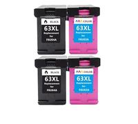 Compatible Replacement 63XL Ink Cartridge For 63 1110 1111 1112 2130 2131 2132 Printers Works With Re-Manufactured 63XL(2 BK 2 COLOR)