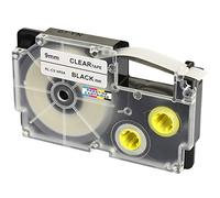 Compatible Ribbon Label Tape XR-9X XR-9X1 Black on Clear 9mm x 8m Replacement for Casio KL-60 70E 100 100E 120 200 200E 300 750 780 820 2000 7000 7200 7400 8100 8200 P1000 C500 CW-L300 Label