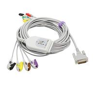 Compatible Schiller AT10 AT10 Plus AT101 AT102 AT102-Plus EKG Cable 10 Leads Wires IEC Pinch/Grabber 4.0mm European Standard Connector 15 Pins CE/FDA Approved