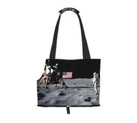 Compatible Small Cat And Dog Portable Shoulder Bag, Astronaut On The Moon Printed Collapsible Travel Pet Tote Bag, Puppy Carrier For Carrying On Planes, Buses, Subway