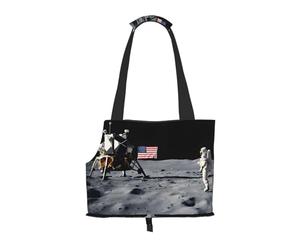 Compatible Small Cat And Dog Portable Shoulder Bag, Astronaut On The Moon Printed Collapsible Travel Pet Tote Bag, Puppy Carrier For Carrying On Planes, Buses, Subway