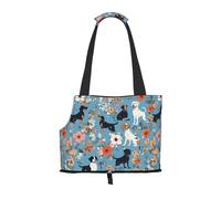 Compatible Small Cat And Dog Portable Shoulder Bag, Border Collie Florals Printed Collapsible Travel Pet Tote Bag, Puppy Carrier For Carrying On Planes, Buses, Subway