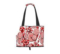 Compatible Small Cat And Dog Portable Shoulder Bag, Candy Canes Printed Collapsible Travel Pet Tote Bag, Puppy Carrier For Carrying On Planes, Buses, Subway