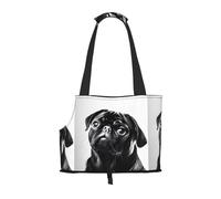 Compatible Small Cat And Dog Portable Shoulder Bag, Cute Black Pug Dog Printed Collapsible Travel Pet Tote Bag, Puppy Carrier For Carrying On Planes, Buses, Subway