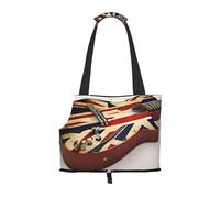 Compatible Small Cat And Dog Portable Shoulder Bag, Guitar British Flag Printed Collapsible Travel Pet Tote Bag, Puppy Carrier For Carrying On Planes, Buses, Subway