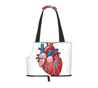 Compatible Small Cat And Dog Portable Shoulder Bag, Human Anatomy Heart Chart Printed Collapsible Travel Pet Tote Bag, Puppy Carrier For Carrying On Planes, Buses, Subway
