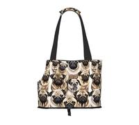 Compatible Small Cat And Dog Portable Shoulder Bag, Imagen De Pug Printed Collapsible Travel Pet Tote Bag, Puppy Carrier For Carrying On Planes, Buses, Subway