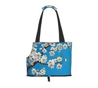 Compatible Small Cat And Dog Portable Shoulder Bag, Japanese Cherry Flowers Printed Collapsible Travel Pet Tote Bag, Puppy Carrier For Carrying On Planes, Buses, Subway