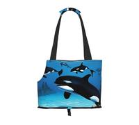Compatible Small Cat And Dog Portable Shoulder Bag, Killer Whales Swim Along Printed Collapsible Travel Pet Tote Bag, Puppy Carrier For Carrying On Planes, Buses, Subway