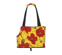 Compatible Small Cat And Dog Portable Shoulder Bag, Pretty Poppy Flowers Printed Collapsible Travel Pet Tote Bag, Puppy Carrier For Carrying On Planes, Buses, Subway