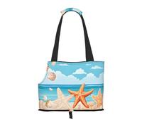Compatible Small Cat And Dog Portable Shoulder Bag, Seashells Sand Printed Collapsible Travel Pet Tote Bag, Puppy Carrier For Carrying On Planes, Buses, Subway