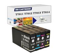 Compatible T7011 T7012 T7013 T7014 Ultra Ink Standard Capacity Ink Cartridges, Work for Epson WP-4025 WP-4015 WP-4525 WP-4545 WP-4595 Printers 1set