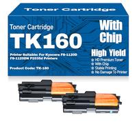 Compatible TK-160 Toner Cartridges with chip High Yield High Capacity Work for Kyocera FS-1120D FS-1120DN P2035d Printers,TK160-2PC