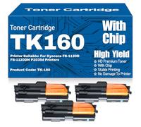 Compatible TK-160 Toner Cartridges with chip High Yield High Capacity Work for Kyocera FS-1120D FS-1120DN P2035d Printers,TK160-3PC