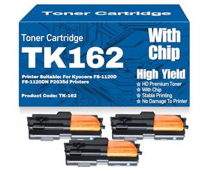 Compatible TK-162 Toner Cartridges with chip High Yield High Capacity Work for Kyocera FS-1120D FS-1120DN P2035d Printers,TK162-3PC