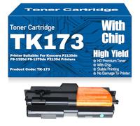 Compatible TK-173 Toner Cartridges with chip High Yield High Capacity Work for Kyocera P2135dn FS-1320d FS-1370dn P2135d Printers,TK173-1PC