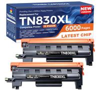 Compatible TN830XL Toner Replacement for Brother TN830XL TN830 XL Toner use with HL-L2460DW HL-L2405W HL-L2480DW HL-L2400D MFC-L2820DW MFC-L2820DW XL DCP-L2640DW Printer (2 Pack Black)