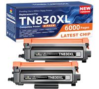 Compatible TN830XL Toner Replacement for Brother TN830XL TN830 XL Toner use with HL-L2460DW HL-L2405W HL-L2480DW HL-L2400D MFC-L2820DW MFC-L2820DW XL DCP-L2640DW Printer (2 Pack Black)