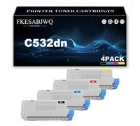 Compatible Toner Cartridge for OKI C532dn C542dn MC573dn MC563dn Printer | High Yield 46490608 46490607 46490606 46490605 Toner Cartridges,4 Colors-1 Pack