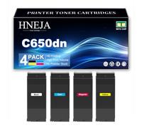 Compatible Toner Cartridge for OKI C650dn Printer | High Yield 9006130 9006127 9006128 9006129 Toner Cartridges Replacement,4 Colors-1 Pack