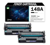 Compatible Toner Cartridge Replacement for HP 148A W1480A to Use with HP 4001n 4001dn 4001dwe 4001dw MFP4101fdn 4101fdw Printer, BK 3100Pages, Can Add Ink, With Chip,Black-2PCS