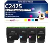 Compatible Toner Cartridges C2425 for Lexmark C2325 MC2325 C2425 MC2425 MC2535 MC2640 Printers, Clear and Durable,1 set