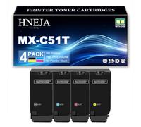 Compatible Toner Cartridges for Sharp MX-C507P Printer | MX-C51T MX-C51TB MX-C51TC MX-C51TM MX-C51TY Toner Cartridge Replacement | High Yield,4 Colors-1 Pack