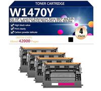 Compatible Toner Cartridges W1470Y Replacement for HP LaserJet Enterprise Flow MFP M634h M635z M636z M634z M635fht M635h M636z Printers, High Print Volume ,Black-4 pack