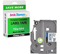 Compatible TZe-531 Black On Blue 12mm x 8m Laminated Label Tape (TZE531)