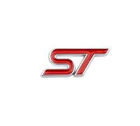 Compatible with 3D Metal ST Logo Car Steering Wheel Emblem Badge Sticker(Red Silver Steering)