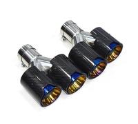 Compatible With 63mm/2.48'' Universal Car Y Shape Double Outlet Exhaust Tailpipe Carbon Fiber Mufflers Tube Accessories(63-101 Gloss Blue)