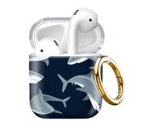 Compatible with AirPod 2nd//1st Generation Case Cover with Gold Keychain,Full Protective Shockproof Wireless Headphone Case for Airpod （Dolphin）