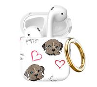 Compatible with AirPod 2nd//1st Generation Case Cover with Gold Keychain,Full Protective Shockproof Wireless Headphone Case for Airpod （Cute Dog Love）