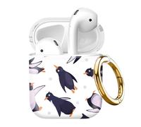 Compatible with AirPod 2nd//1st Generation Case Cover with Gold Keychain,Full Protective Shockproof Wireless Headphone Case for Airpod （Penguin）