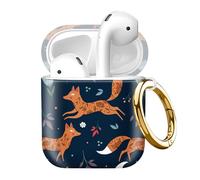 Compatible with AirPod 2nd//1st Generation Case Cover with Gold Keychain,Full Protective Shockproof Wireless Headphone Case for Airpod （Running Fox）